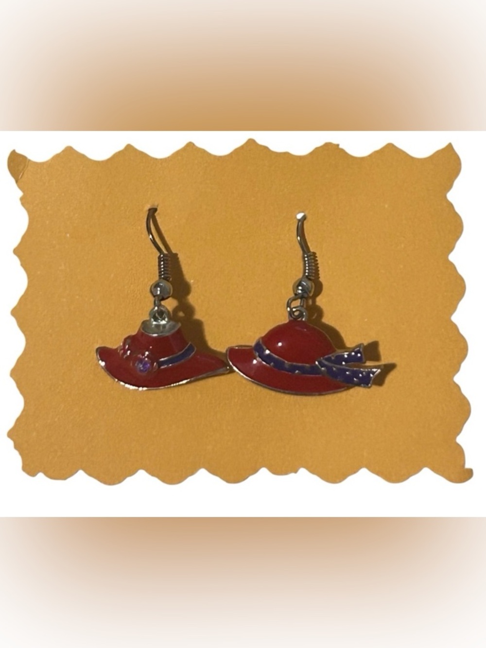 VINTAGE RED HAT EARRINGS RED HATTER’S SOCIETY